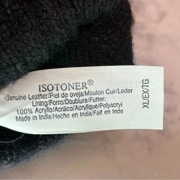 Vintage Isotoner Genuine Leather Black Gloves Acrylic Lining Women XL - Picture 2 of 5